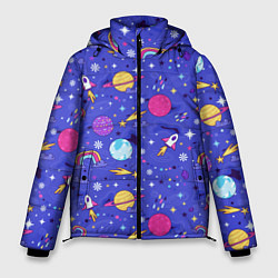 Куртка зимняя мужская Планеты и кометы, цвет: 3D-черный