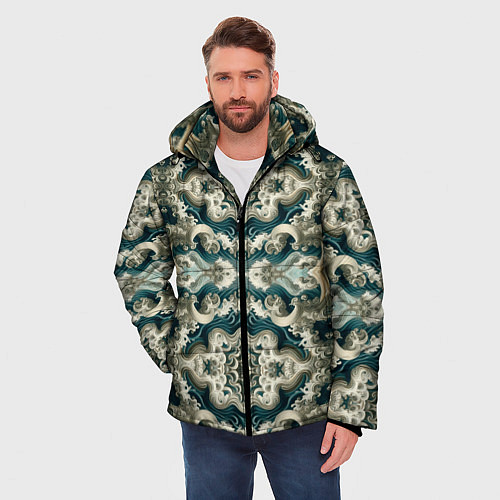 Мужская зимняя куртка Облачные волны / 3D-Черный – фото 3