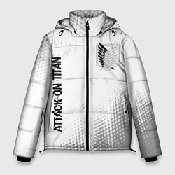 Мужская зимняя куртка Attack on Titan glitch на светлом фоне: надпись, с