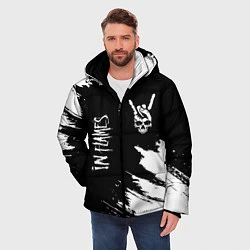 Куртка зимняя мужская In Flames и рок символ на темном фоне, цвет: 3D-черный — фото 2