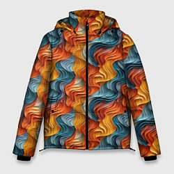 Куртка зимняя мужская Волны ярких красок, цвет: 3D-черный