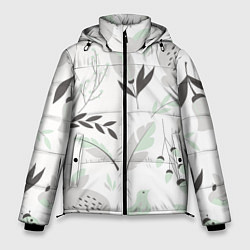 Мужская зимняя куртка Зайцы и растения паттерн