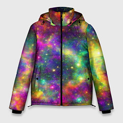 Куртка зимняя мужская Яркий неоновый космос, цвет: 3D-черный