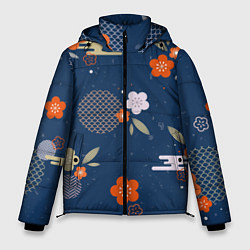 Куртка зимняя мужская Орнамент японского кимоно, цвет: 3D-светло-серый
