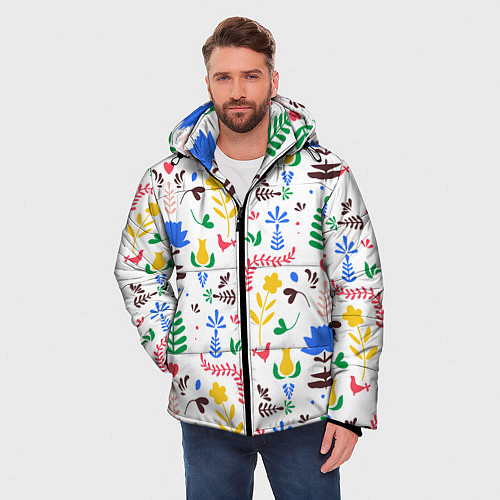 Мужская зимняя куртка Царство цветов / 3D-Светло-серый – фото 3