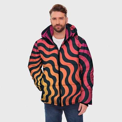 Мужская зимняя куртка Абстрактный градиентовый узор / 3D-Красный – фото 3