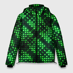 Куртка зимняя мужская Яркие зеленые точки, цвет: 3D-черный