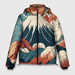 Куртка зимняя мужская Ретро Фудзияма, цвет: 3D-черный