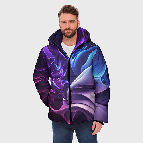 Мужская зимняя куртка Сине-фиолетовый всплеск / 3D-Черный – фото 3