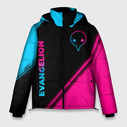 Куртка зимняя мужская Evangelion - neon gradient: надпись, символ, цвет: 3D-черный