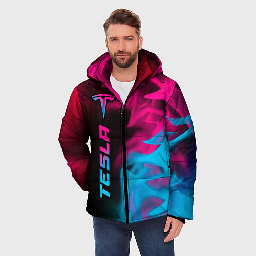 Мужская зимняя куртка Tesla - neon gradient: по-вертикали / 3D-Черный – фото 3