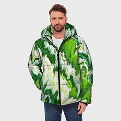 Куртка зимняя мужская Зеленые штрихи, цвет: 3D-черный — фото 2