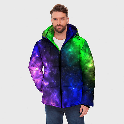 Мужская зимняя куртка Космос мультицвет / 3D-Черный – фото 3