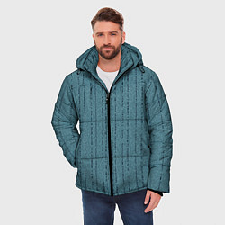 Куртка зимняя мужская Мелкая мозаика бирюзовый полосы, цвет: 3D-светло-серый — фото 2