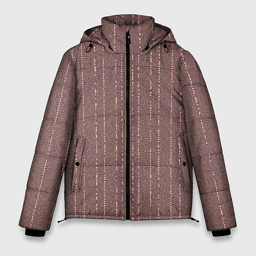 Мужская зимняя куртка Мелкая мозаика бордо полосы / 3D-Светло-серый – фото 1