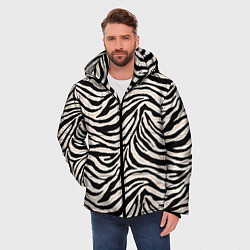 Куртка зимняя мужская Полосатая шкура зебры, белого тигра, цвет: 3D-черный — фото 2