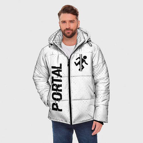 Мужская зимняя куртка Portal glitch на светлом фоне: надпись, символ / 3D-Черный – фото 3