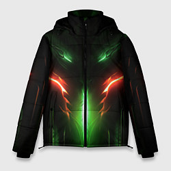 Куртка зимняя мужская Абстракция и зеленое свечение, цвет: 3D-красный
