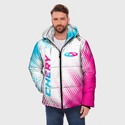 Куртка зимняя мужская Chery neon gradient style: надпись, символ, цвет: 3D-черный — фото 2