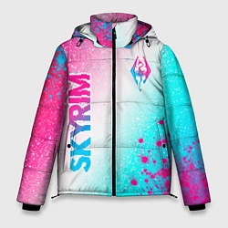 Куртка зимняя мужская Skyrim neon gradient style: надпись, символ, цвет: 3D-черный