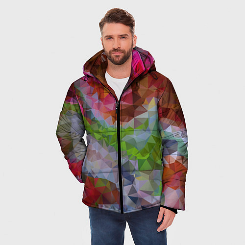 Мужская зимняя куртка Красочный узор / 3D-Черный – фото 3