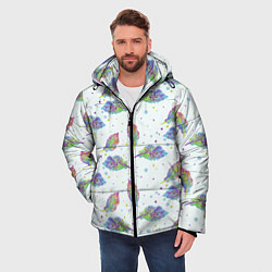 Куртка зимняя мужская Цветные листочки, цвет: 3D-черный — фото 2