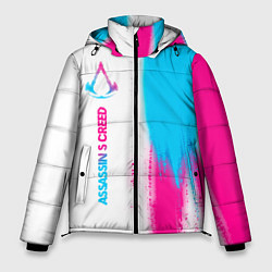 Куртка зимняя мужская Assassins Creed neon gradient style: по-вертикали, цвет: 3D-черный