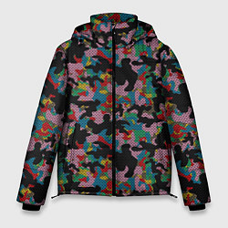 Куртка зимняя мужская Модный разноцветный камуфляж, цвет: 3D-черный