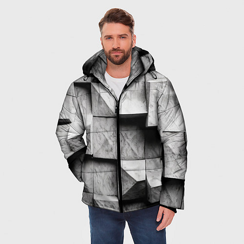 Мужская зимняя куртка Каменные плиты и обман зрения / 3D-Красный – фото 3