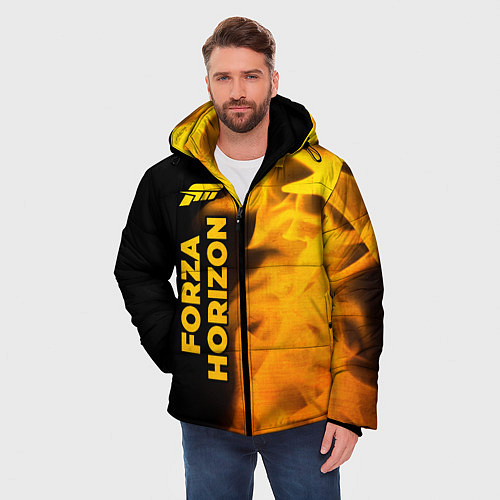 Мужская зимняя куртка Forza Horizon - gold gradient: по-вертикали / 3D-Черный – фото 3