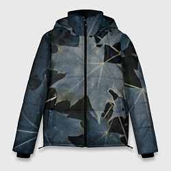 Куртка зимняя мужская Листовый синий паттерн, цвет: 3D-светло-серый