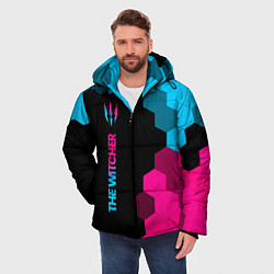 Куртка зимняя мужская The Witcher - neon gradient: по-вертикали, цвет: 3D-черный — фото 2