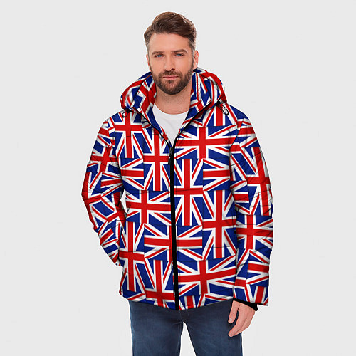 Мужская зимняя куртка Флаги Великобритании / 3D-Черный – фото 3