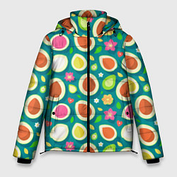 Мужская зимняя куртка Текстура авокадо и цветы