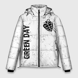 Куртка зимняя мужская Green Day glitch на светлом фоне: надпись, символ, цвет: 3D-черный