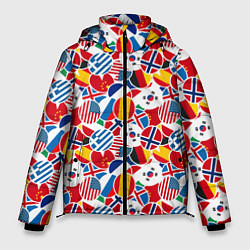 Куртка зимняя мужская Флаги стран мира, цвет: 3D-светло-серый