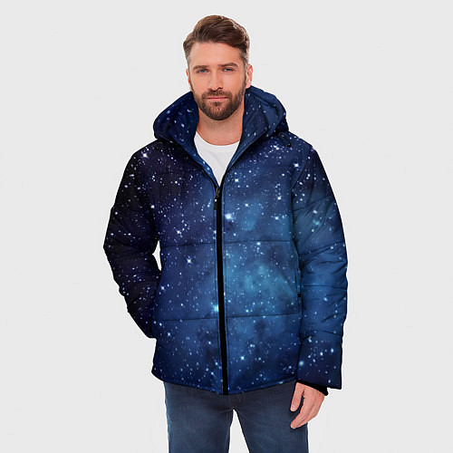 Мужская зимняя куртка Звездное небо - нейросеть / 3D-Красный – фото 3