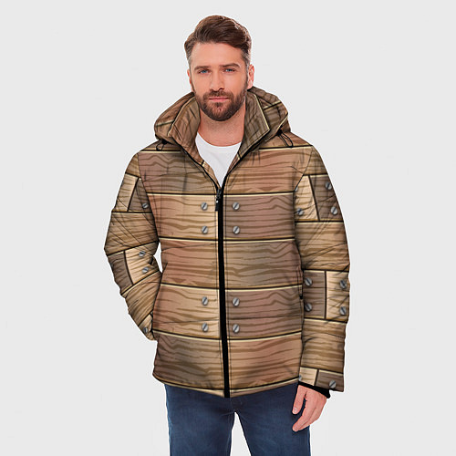 Мужская зимняя куртка Деревянный стиль / 3D-Черный – фото 3