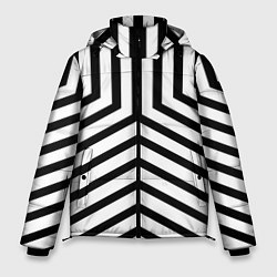 Куртка зимняя мужская Черно-белые полосы в узоре, цвет: 3D-черный