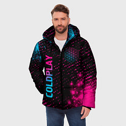 Куртка зимняя мужская Coldplay - neon gradient: надпись, символ, цвет: 3D-черный — фото 2