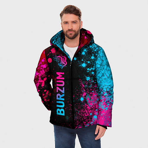 Мужская зимняя куртка Burzum - neon gradient: по-вертикали / 3D-Черный – фото 3