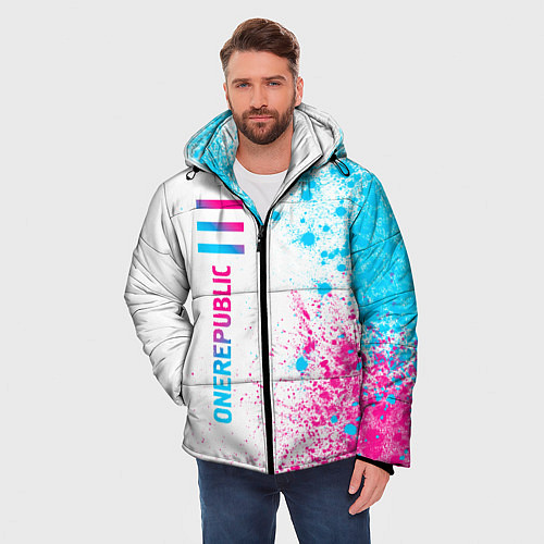 Мужская зимняя куртка OneRepublic neon gradient style: по-вертикали / 3D-Черный – фото 3