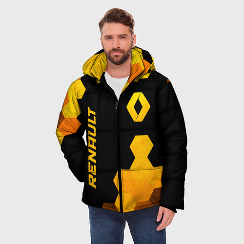 Мужская зимняя куртка Renault - gold gradient: надпись, символ / 3D-Черный – фото 3
