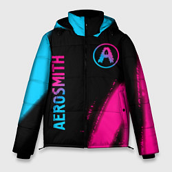 Куртка зимняя мужская Aerosmith - neon gradient: надпись, символ, цвет: 3D-черный
