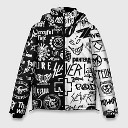 Куртка зимняя мужская Логотипы лучших рок групп, цвет: 3D-черный