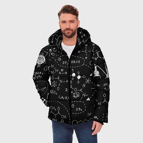 Мужская зимняя куртка Химические формулы на чёрном / 3D-Черный – фото 3