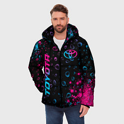 Куртка зимняя мужская Toyota - neon gradient: надпись, символ, цвет: 3D-черный — фото 2