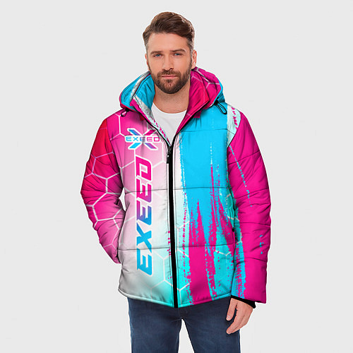 Мужская зимняя куртка Exeed neon gradient style: по-вертикали / 3D-Черный – фото 3