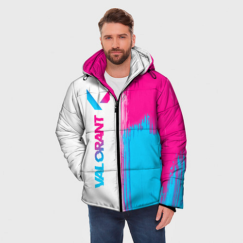 Мужская зимняя куртка Valorant neon gradient style: по-вертикали / 3D-Черный – фото 3