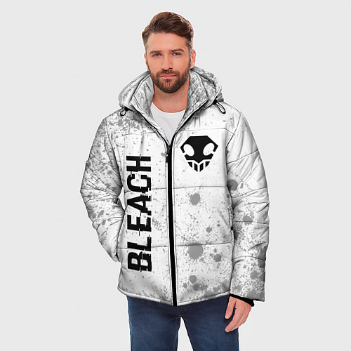 Мужская зимняя куртка Bleach glitch на светлом фоне: надпись, символ / 3D-Черный – фото 3